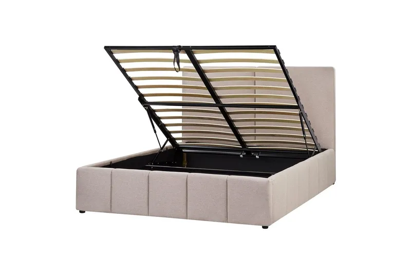 Säng med förvaring Castelnavet, Beige, svart, 160x200 cm