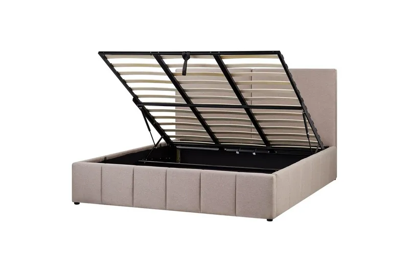 Säng med förvaring Castelnavet - Beige, svart, 180x200 cm - Möbler - Sovrum - Sängram & sängstomme