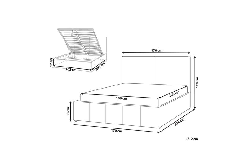 Säng med förvaring Castelnavet - Vit, Svart, 160x200 cm - Möbler - Sovrum - Sängram & sängstomme