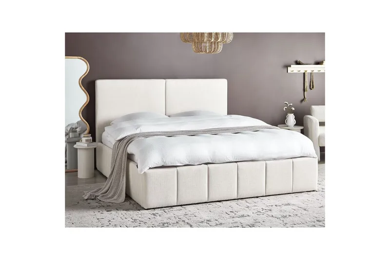 Säng med förvaring Castelnavet - Vit, Svart, 180x200 cm - Möbler - Sovrum - Sängram & sängstomme