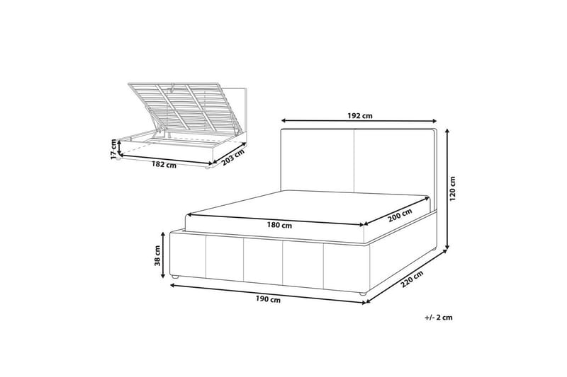 Säng med förvaring Castelnavet - Vit, Svart, 180x200 cm - Möbler - Sovrum - Sängram & sängstomme