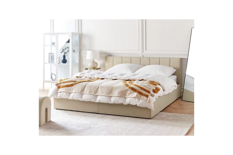 Säng med förvaring Dreux - Beige, svart, 180x200 cm - Möbler - Sovrum - Sängram & sängstomme