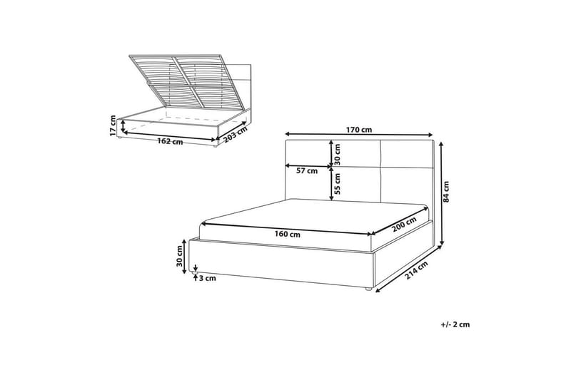 Säng med förvaring Lagord - Off-white, Svart, 160x200 cm - Möbler - Sovrum - Sängram & sängstomme