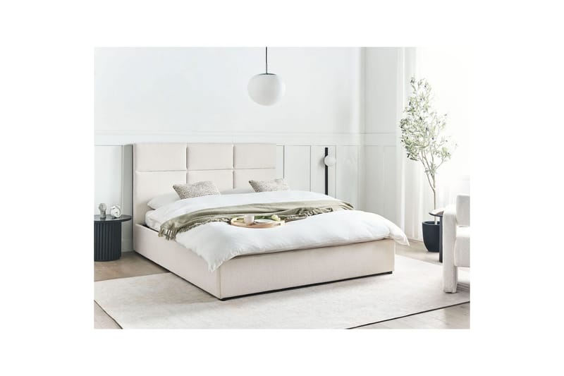 Säng med förvaring Lagord - Off-white, Svart, 160x200 cm - Möbler - Sovrum - Sängram & sängstomme