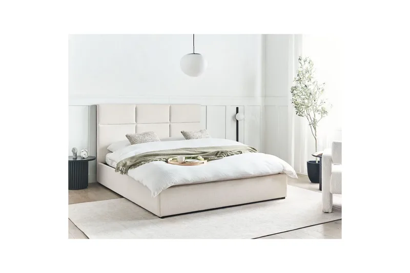 Säng med förvaring Lagord - Off-white, Svart, 160x200 cm - Möbler - Sovrum - Sängram & sängstomme