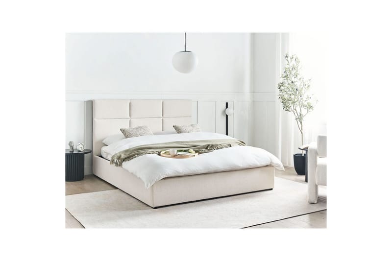 Säng med förvaring Lagord - Off-white, Svart, 160x200 cm - Möbler - Sovrum - Sängram & sängstomme