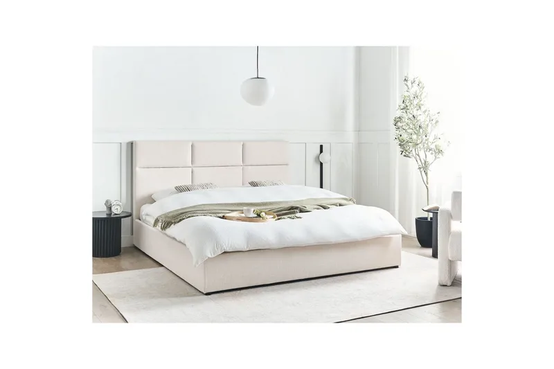 Säng med förvaring Lagord - Off-white, Svart, 180x200 cm - Möbler - Sovrum - Sängram & sängstomme