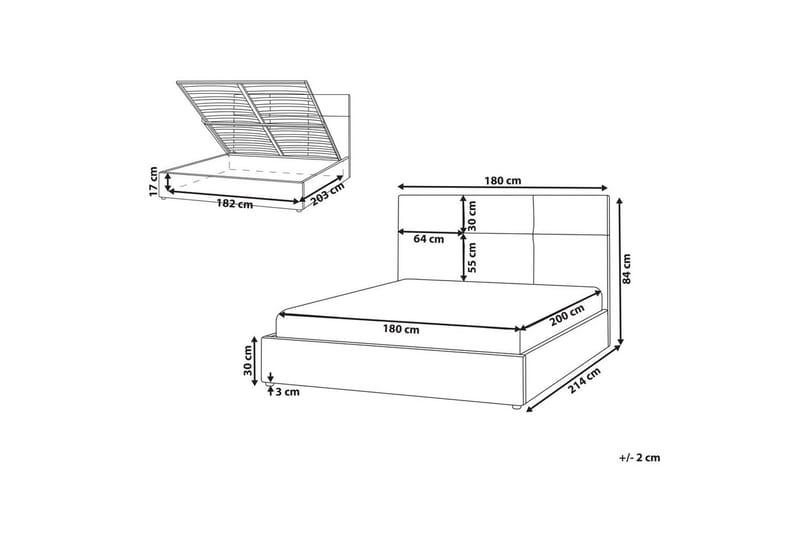 Säng med förvaring Lagord - Off-white, Svart, 180x200 cm - Möbler - Sovrum - Sängram & sängstomme