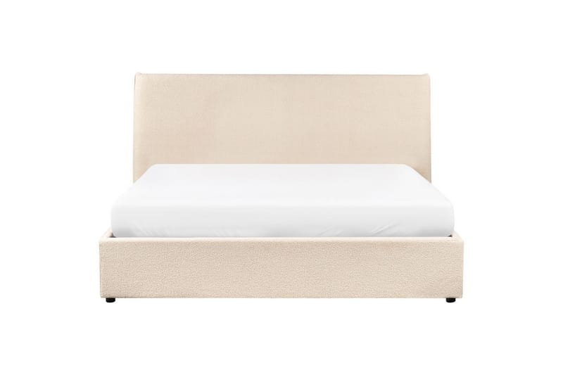 Säng med förvaring Lavaur - Beige/Bouclé, 160x200 cm - Möbler - Sovrum - Sängram & sängstomme