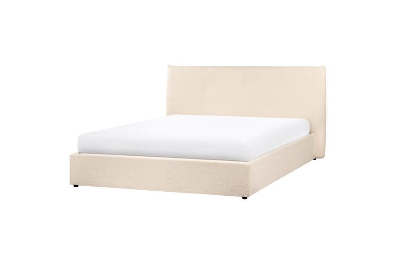 Säng med förvaring Lavaur - Beige/Bouclé, 160x200 cm - Möbler - Sovrum - Sängram & sängstomme