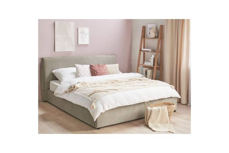 Säng med förvaring Lavaur - Taupe/Sammet, 180x200 cm - Möbler - Sovrum - Sängram & sängstomme