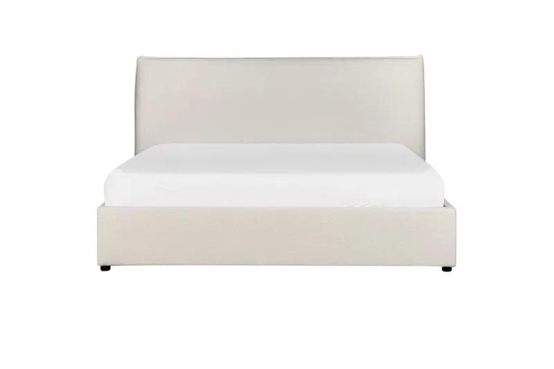 Säng med förvaring Lavaur - Vit/Bouclé, 160x200 cm - Möbler - Sovrum - Sängram & sängstomme