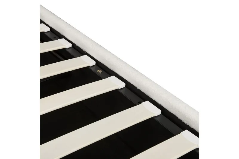 Säng med förvaring Lavaur - Vit/Bouclé, 160x200 cm - Möbler - Sovrum - Sängram & sängstomme