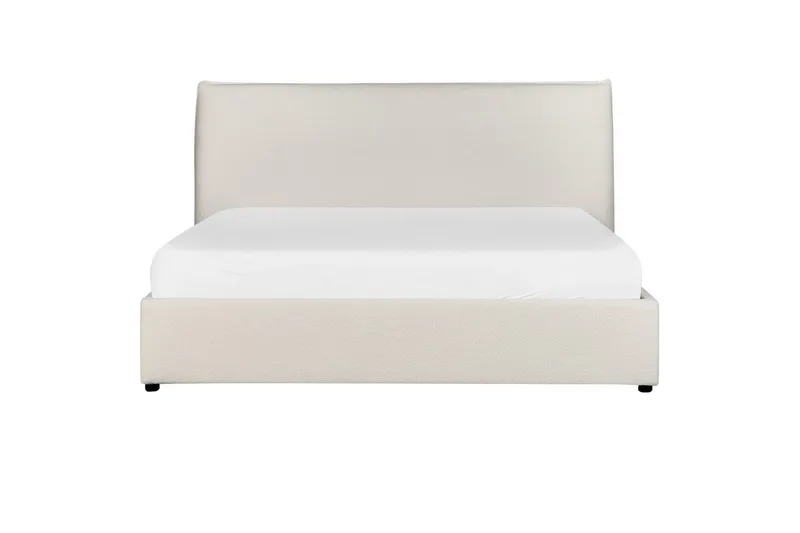 Säng med förvaring Lavaur - Vit/Bouclé, 160x200 cm - Möbler - Sovrum - Sängram & sängstomme