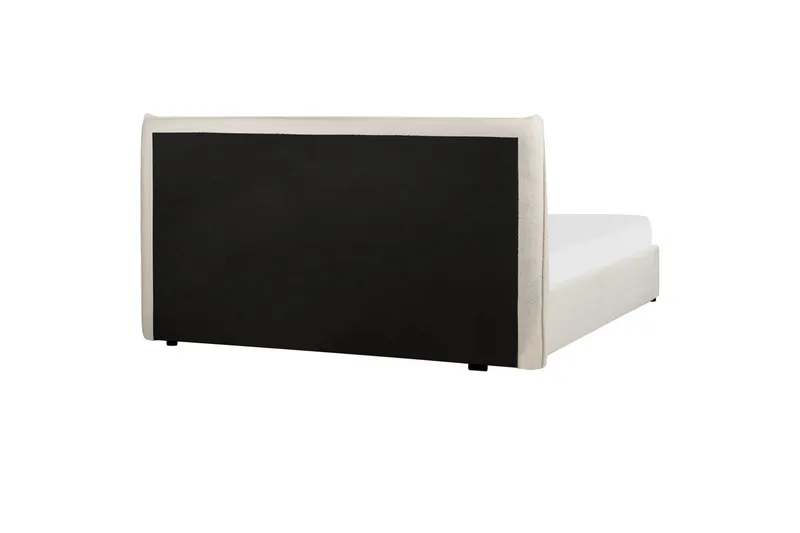 Säng med förvaring Lavaur - Vit/Bouclé, 160x200 cm - Möbler - Sovrum - Sängram & sängstomme