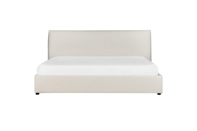 Säng med förvaring Lavaur - Vit/Bouclé, 180x200 cm - Möbler - Sovrum - Sängram & sängstomme