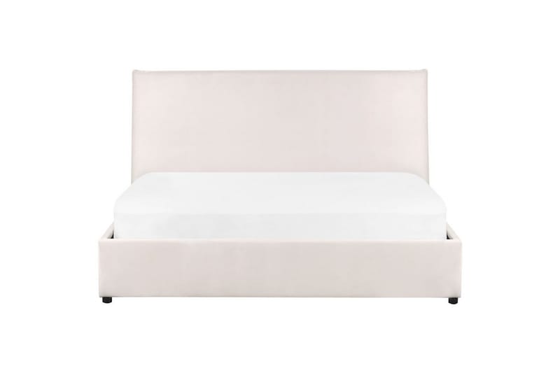 Säng med förvaring Lavaur - Vit/Sammet, 160x200 cm - Möbler - Sovrum - Sängram & sängstomme