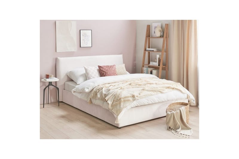 Säng med förvaring Lavaur - Vit/Sammet, 160x200 cm - Möbler - Sovrum - Sängram & sängstomme