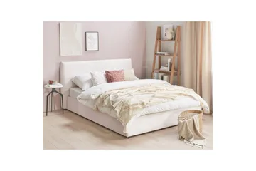 Säng med förvaring Lavaur - Vit/Sammet, 160x200 cm - Möbler - Sovrum - Sängram & sängstomme