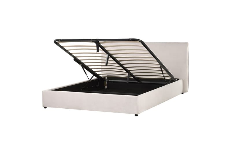 Säng med förvaring Lavaur - Vit/Sammet, 160x200 cm - Möbler - Sovrum - Sängram & sängstomme