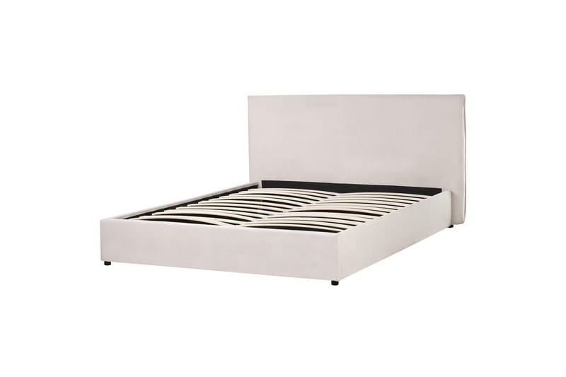 Säng med förvaring Lavaur - Vit/Sammet, 160x200 cm - Möbler - Sovrum - Sängram & sängstomme