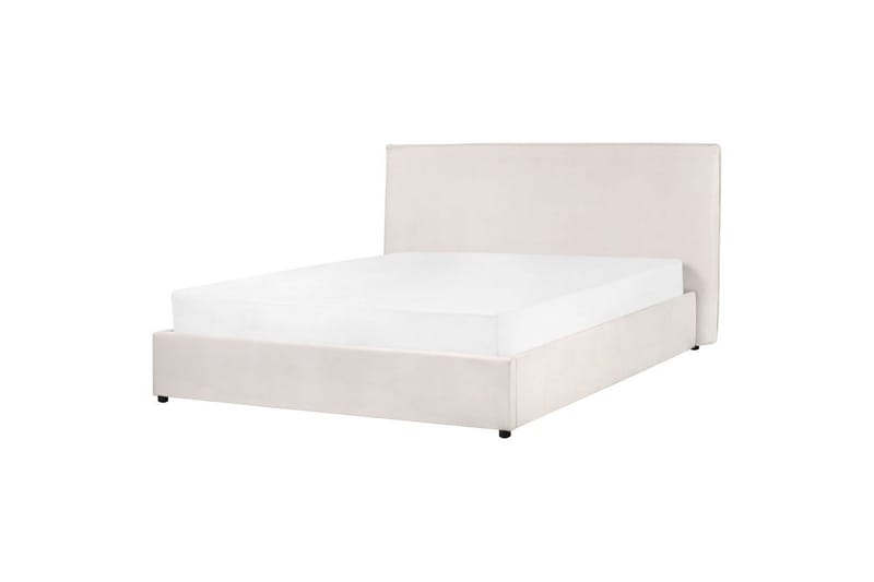 Säng med förvaring Lavaur - Vit/Sammet, 160x200 cm - Möbler - Sovrum - Sängram & sängstomme