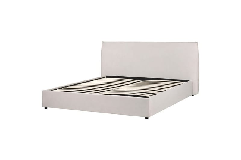 Säng med förvaring Lavaur - Vit/Sammet, 180x200 cm - Möbler - Sovrum - Sängram & sängstomme
