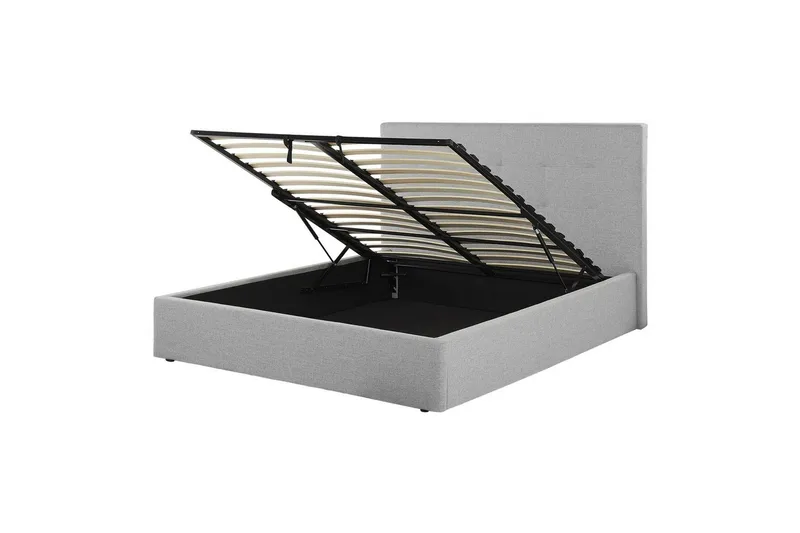 Säng med förvaring Lorient, Grå/Polyester, 140x200 cm