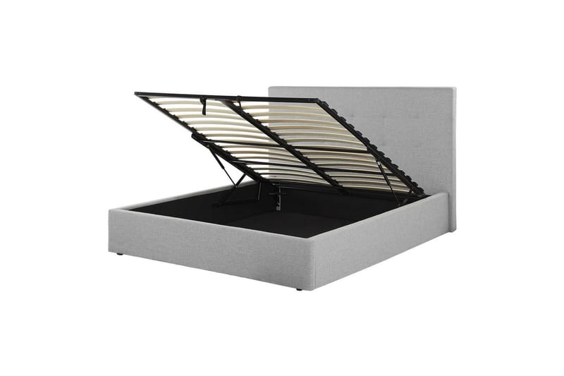 Säng med förvaring Lorient, Grå/Polyester, 140x200 cm