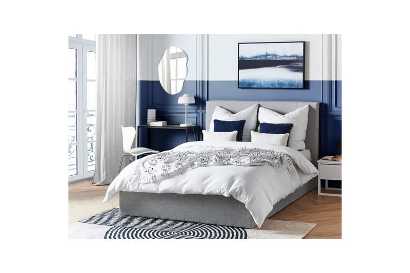 Säng med förvaring Lorient - Grå/Polyester, 140x200 cm - Möbler - Sovrum - Sängram & sängstomme