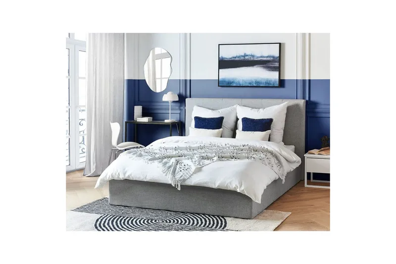 Säng med förvaring Lorient - Grå/Polyester, 160x200 cm - Möbler - Sovrum - Sängram & sängstomme