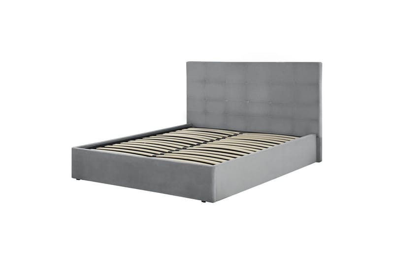 Säng med förvaring Lorient - Grå/Sammet, 140x200 cm - Möbler - Sovrum - Sängram & sängstomme