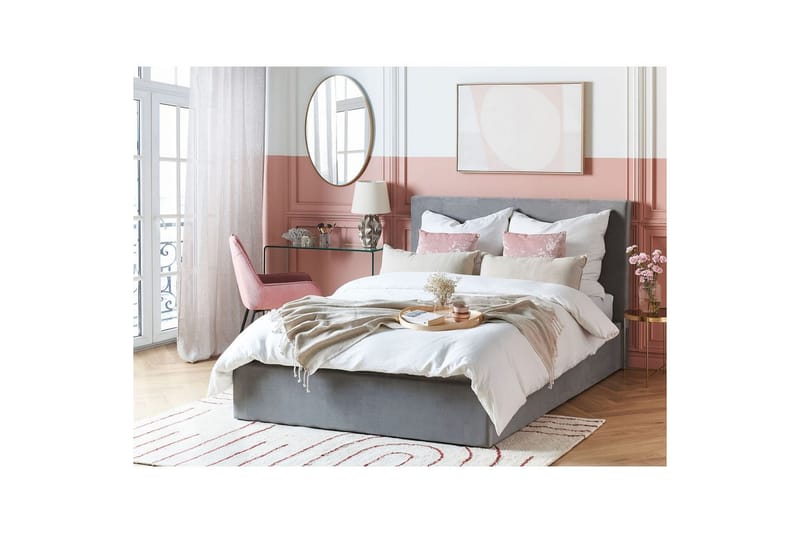 Säng med förvaring Lorient - Grå/Sammet, 140x200 cm - Möbler - Sovrum - Sängram & sängstomme