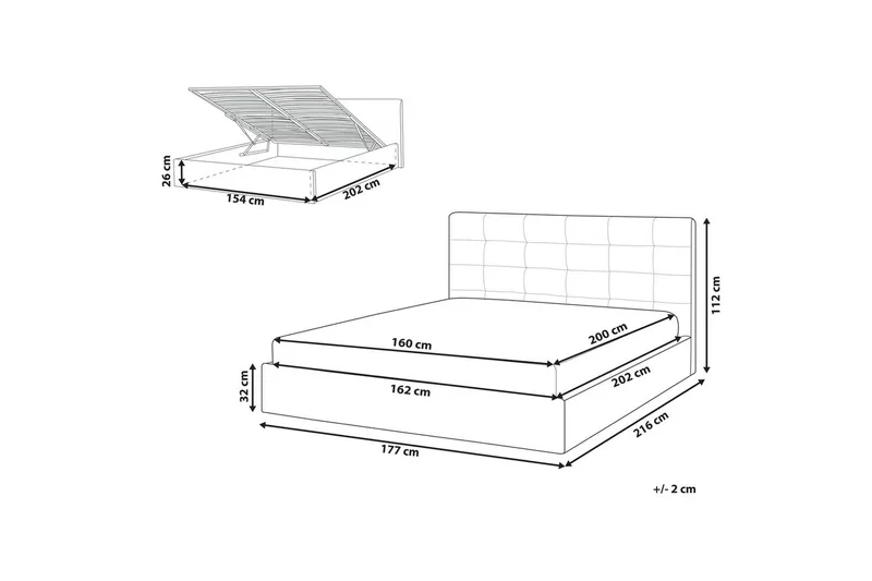 Säng med förvaring Lorient - Grå/Sammet, 160x200 cm - Möbler - Sovrum - Sängram & sängstomme