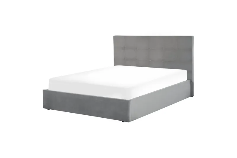 Säng med förvaring Lorient - Grå/Sammet, 160x200 cm - Möbler - Sovrum - Sängram & sängstomme