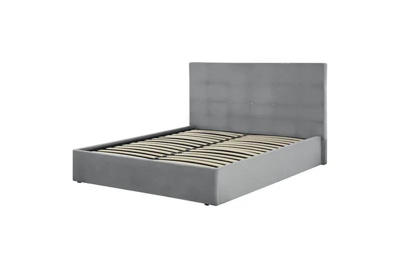 Säng med förvaring Lorient - Grå/Sammet, 160x200 cm - Möbler - Sovrum - Sängram & sängstomme