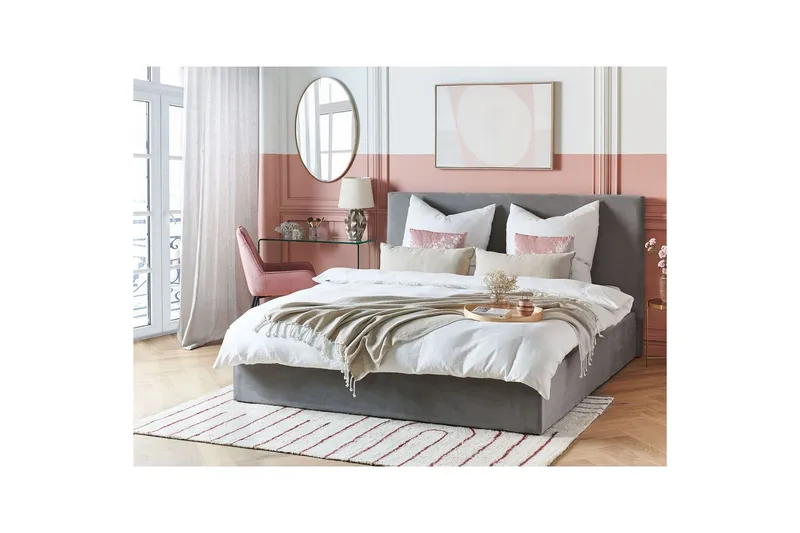 Säng med förvaring Lorient - Grå/Sammet, 180x200 cm - Möbler - Sovrum - Sängram & sängstomme