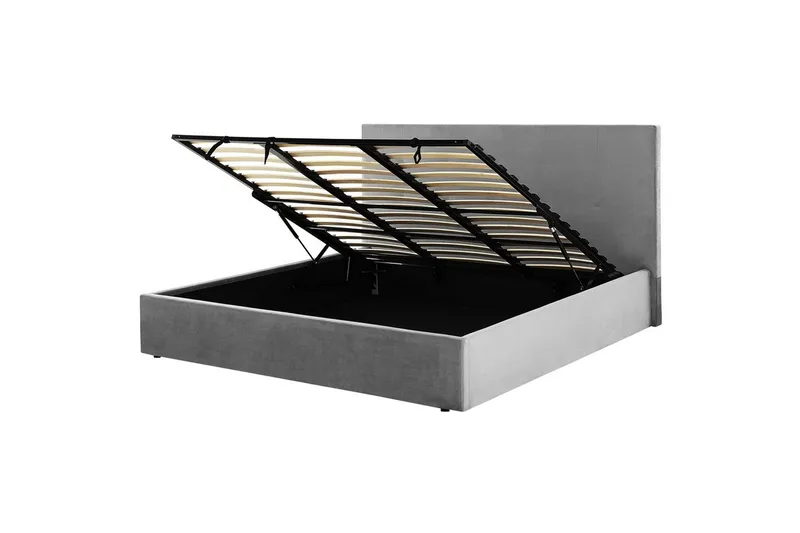 Säng med förvaring Lorient, Grå/Sammet, 180x200 cm