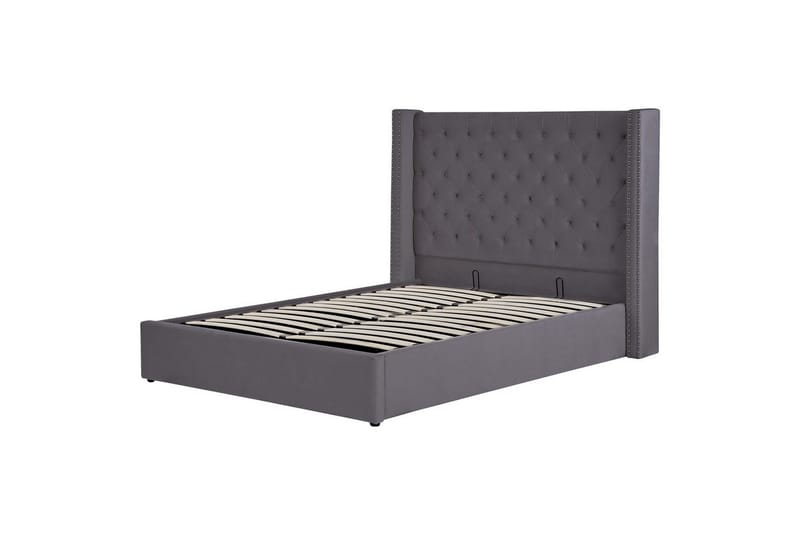 Säng med förvaring Lubbon - Grå, Silver, 140x200 cm - Möbler - Sovrum - Sängram & sängstomme