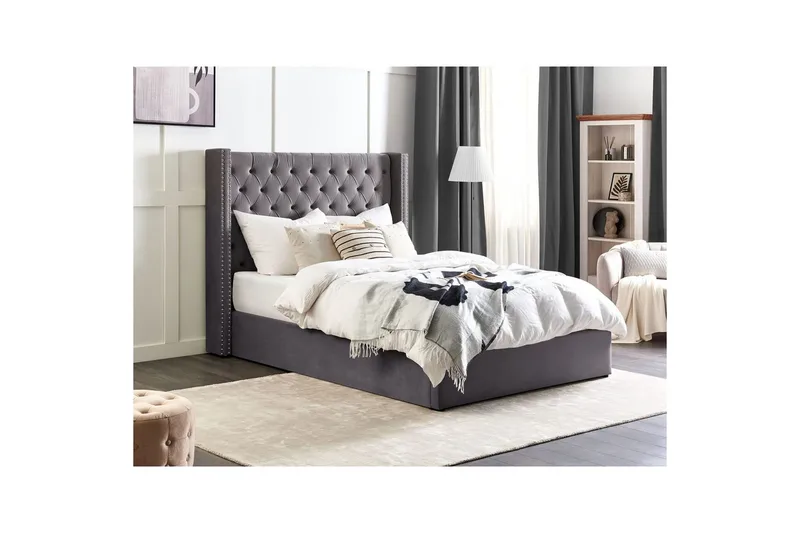 Säng med förvaring Lubbon - Grå, Silver, 140x200 cm - Möbler - Sovrum - Sängram & sängstomme