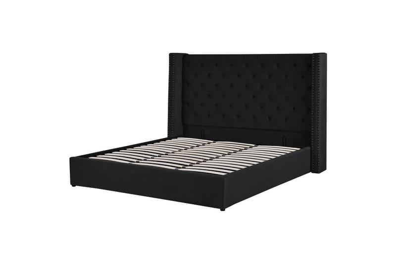 Säng med förvaring Lubbon - Svart, Silver, 180x200 cm - Möbler - Sovrum - Sängram & sängstomme