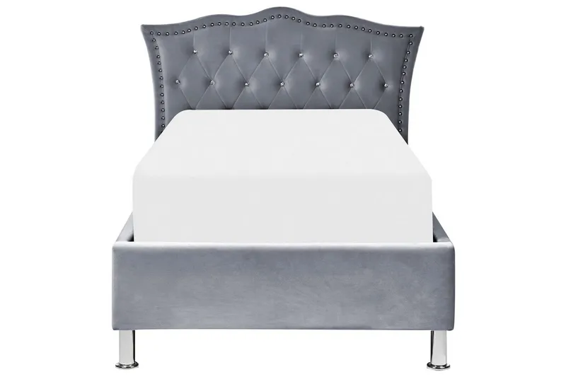 Säng med förvaring Metz - Grå, Silver/Sammet, 90x200 cm - Möbler - Sovrum - Sängram & sängstomme