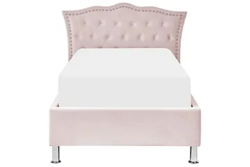 Säng med förvaring Metz - Rosa, Silver/Sammet, 90x200 cm - Möbler - Sovrum - Sängram & sängstomme