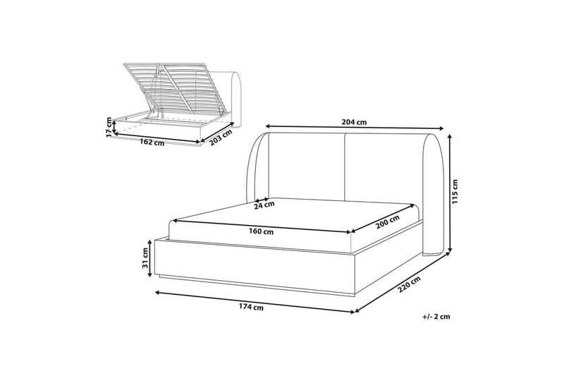Säng med förvaring Monestier - Beige, 160x200 cm - Möbler - Sovrum - Sängram & sängstomme