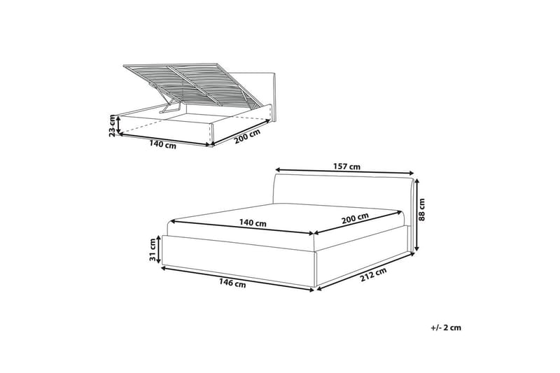 Säng med förvaring Orbey - Beige, 140x200 cm - Möbler - Sovrum - Sängram & sängstomme