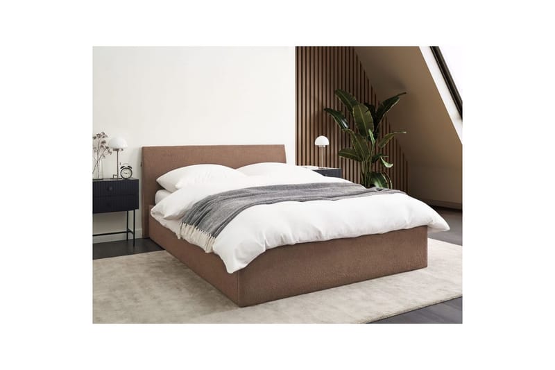 Säng med förvaring Orbey - Brun, 140x200 cm - Möbler - Sovrum - Sängram & sängstomme