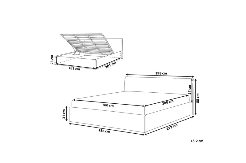 Säng med förvaring Orbey - Vit, 180x200 cm - Möbler - Sovrum - Sängram & sängstomme
