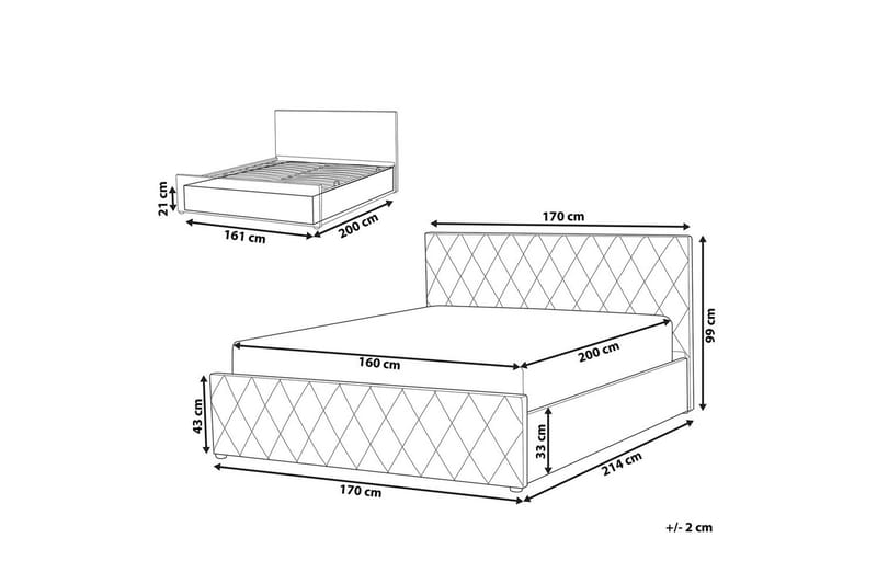 Säng med förvaring Rochefort - Beige, 160x200 cm - Möbler - Sovrum - Sängram & sängstomme