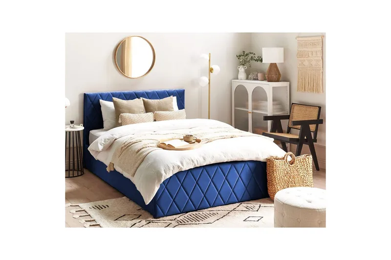 Säng med förvaring Rochefort - Blå, 140x200 cm - Möbler - Sovrum - Sängram & sängstomme