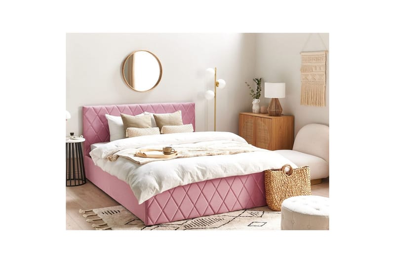 Säng med förvaring Rochefort - Rosa, 160x200 cm - Möbler - Sovrum - Sängram & sängstomme